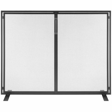Fireplace Spark Guard Screen with Door, Iron Mesh, 990x780mm
