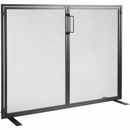 Fireplace Spark Guard Screen with Door, Iron Mesh, 990x780mm