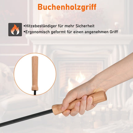 Fireplace Tool Set, 4-Piece Metal Kit with Stand