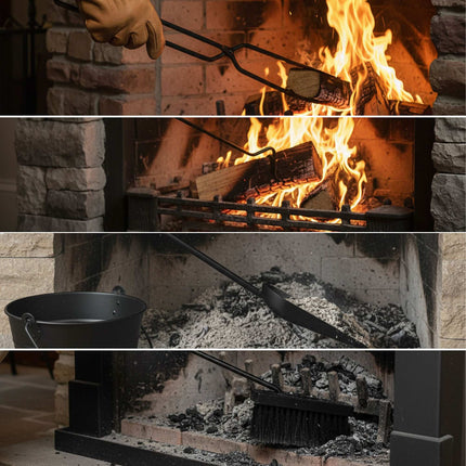 Fireplace Tool Set, 5-Piece Iron & Steel