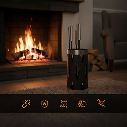 Fireplace Tool Set, 5-Piece Iron & Steel