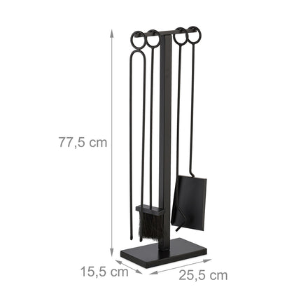 Zestaw narzędzi kominkowych, czarny metal - nowoczesny design