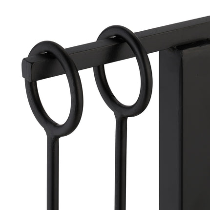Zestaw narzędzi kominkowych, czarny metal - nowoczesny design