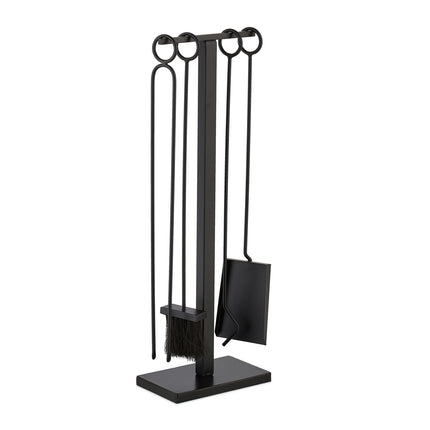 Zestaw narzędzi kominkowych, czarny metal - nowoczesny design