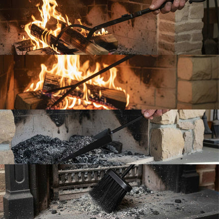 Fireplace Tool Set, Wrought Iron, Wall Holder