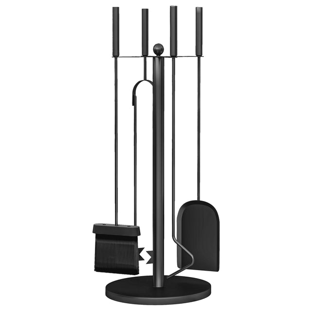 5 Piece Black Metal Stove Tool Set with Stand