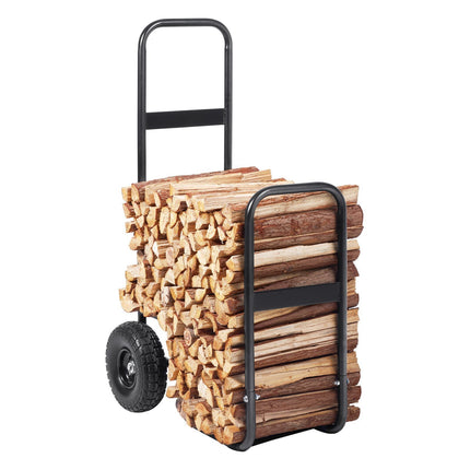 Firewood Log Cart, 250 lb Steel Dolly with PU Wheels, Waterproof Cover