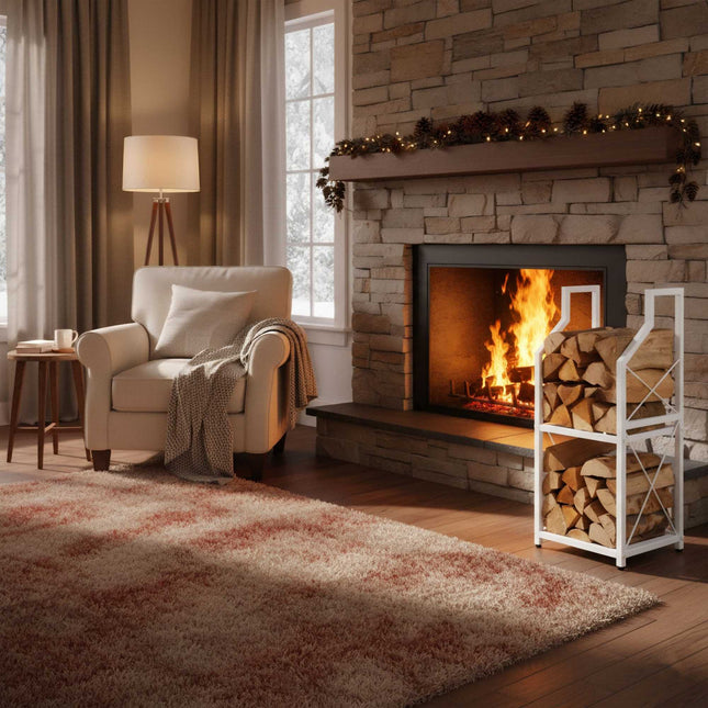 Firewood Rack, 2-Tier Iron Log Storage