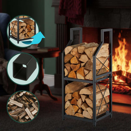Firewood Rack, 2-Tier Iron Log Storage