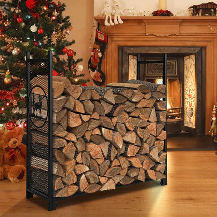 Firewood Rack, 4 Ft, Mesh Sides, 300 Lb Capacity
