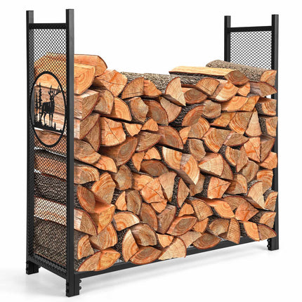 Firewood Rack, 4 Ft, Mesh Sides, 300 Lb Capacity