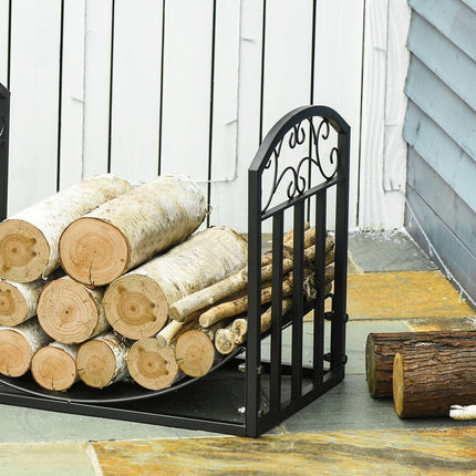 Heavy Duty wood rack in metal, 60 kg capacity, black