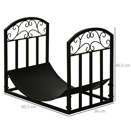 Heavy Duty wood rack in metal, 60 kg capacity, black