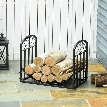 Heavy Duty wood rack in metal, 60 kg capacity, black
