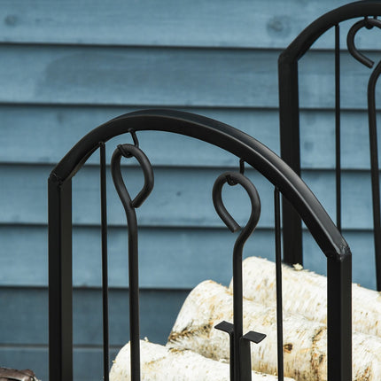 Two-tier firewood rack with tools - 41.5 x 32.5 x 74.5 cm