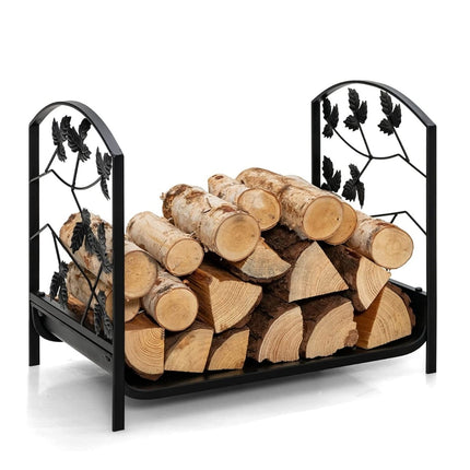 Firewood Rack, Heavy-Duty Steel, 48x34x41 cm, Black