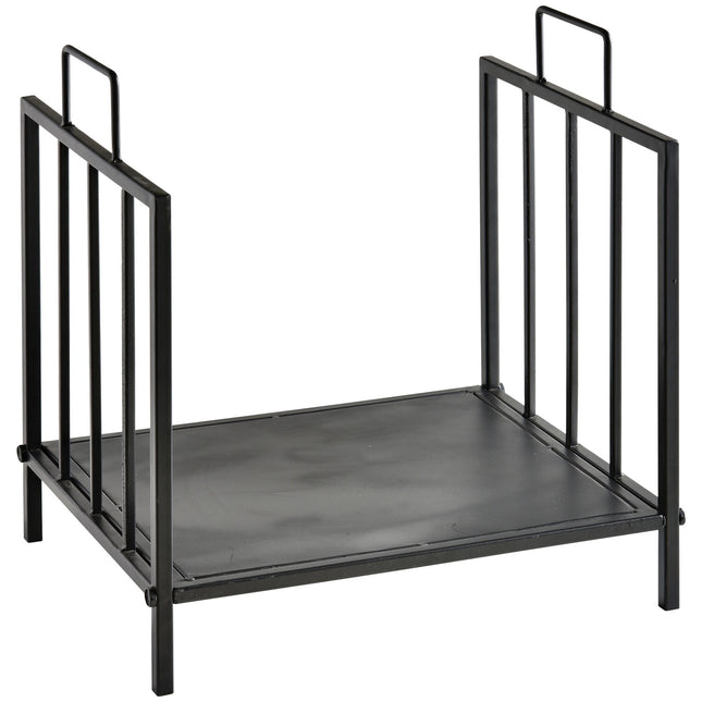 Firewood Rack, Indoor/Outdoor Metal, Black, 44.5x33x46.5 cm