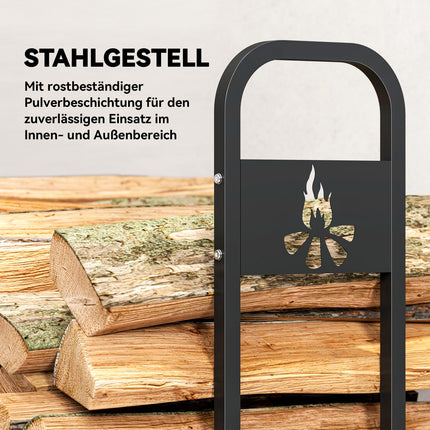 Firewood Rack, Metal, 199x30x121 cm, 300kg Capacity