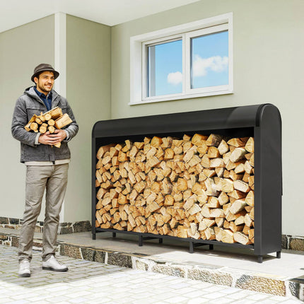 Firewood Rack, Metal, 199x30x121 cm, 300kg Capacity