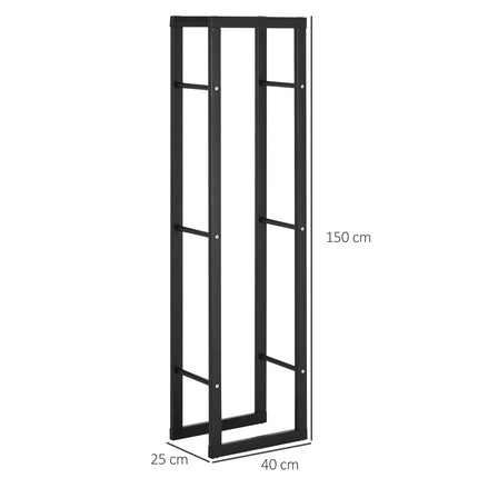 Firewood Rack, Metal, 40x25x150 cm, Holds Up to 100kg