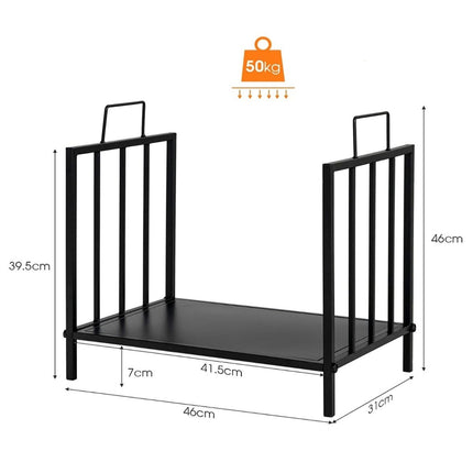 Firewood Rack, Metal, 50kg Capacity, 46x31x46cm, Black