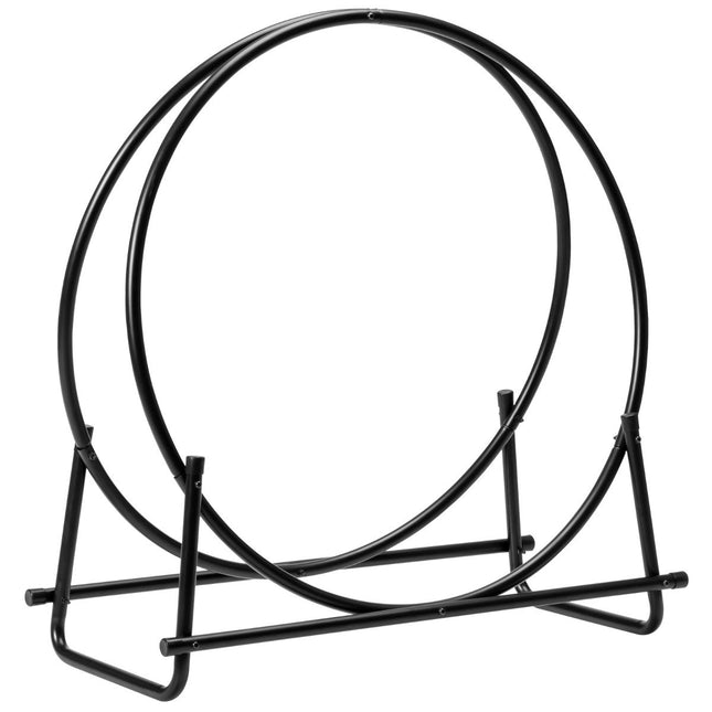 Firewood Rack, Metal Storage Stand, 76.5 x 36 x 82 cm, Black