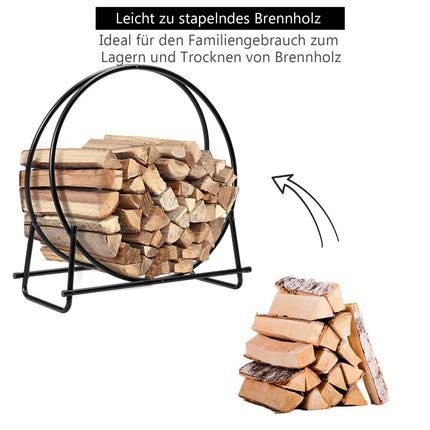 Firewood Rack, Metal Storage Stand, 76.5 x 36 x 82 cm, Black