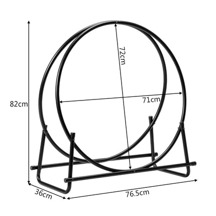 Firewood Rack, Metal Storage Stand, 76.5 x 36 x 82 cm, Black