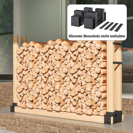 Firewood Rack Set, Adjustable Metal, Black, 33.5x10x15.5cm