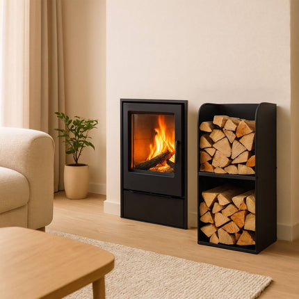Firewood Rack With 2 Shelves – Iron Indoor Log Holder