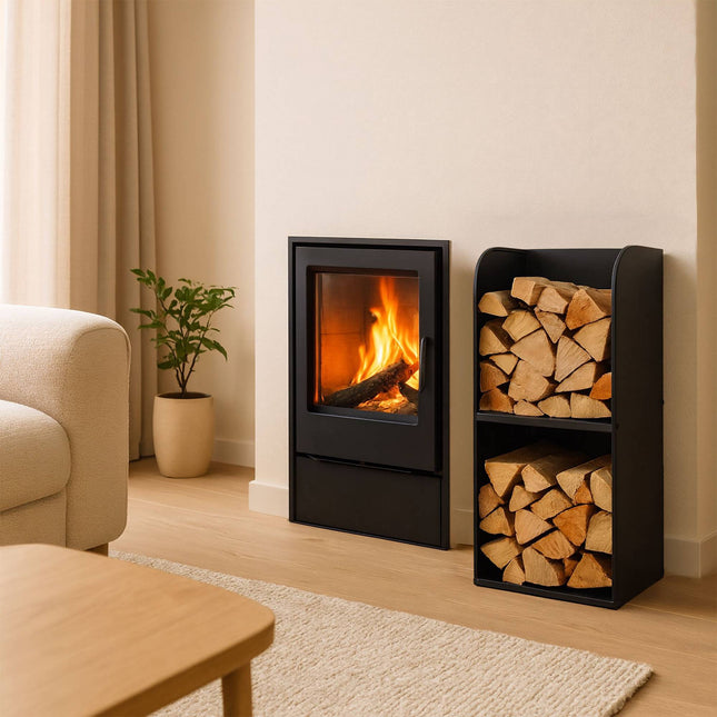 Firewood Rack With 2 Shelves – Iron Indoor Log Holder