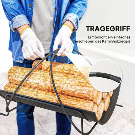 Firewood Rack for Indoors, 51x38x33cm, Metal Handle