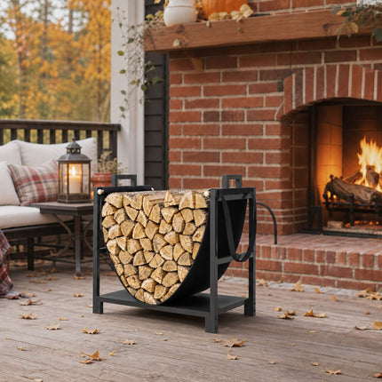 Firewood Rack with Canvas Carrier, 47.5 x 33 x 44 cm