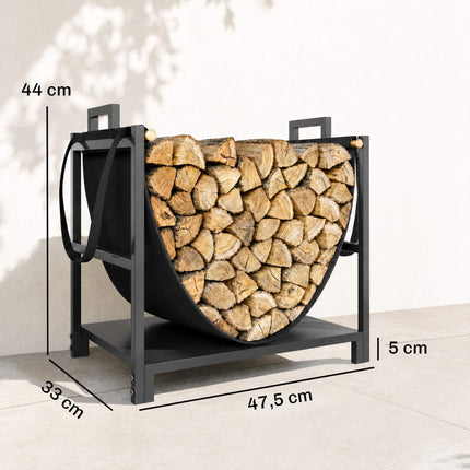 Firewood Rack with Canvas Carrier, 47.5 x 33 x 44 cm