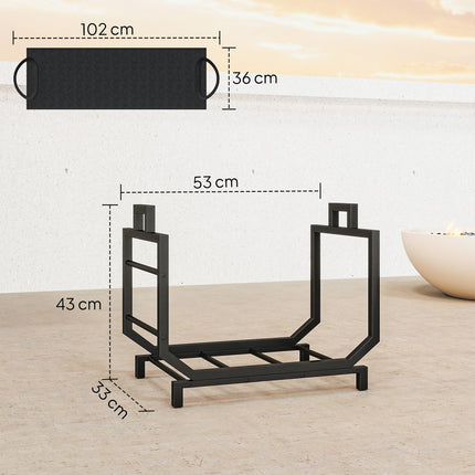 Firewood Rack with Carry Bag, Metal, 53x33x43 cm