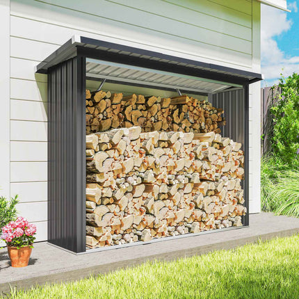 Firewood Shed, Steel, Elevated Floor, 213x66.5x150 cm