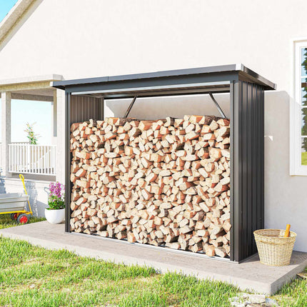 Firewood Shed, Steel, Elevated Floor, 213x66.5x150 cm
