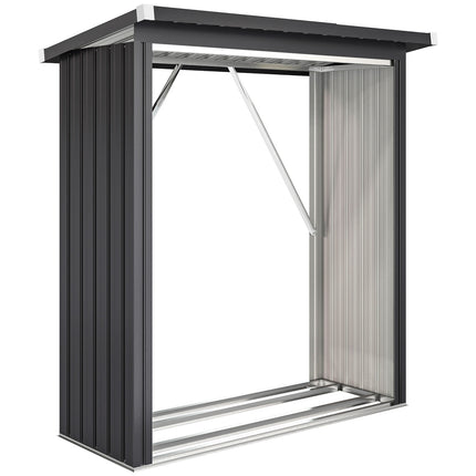 Firewood Shed, Steel, Elevated Floor, Sloped Roof, 150x66.5x150 cm
