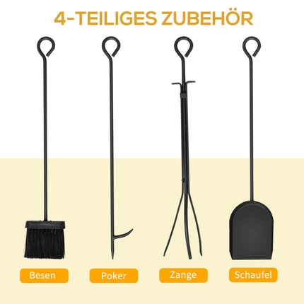 Wood rack in steel with stove tools, 75x30x60 cm