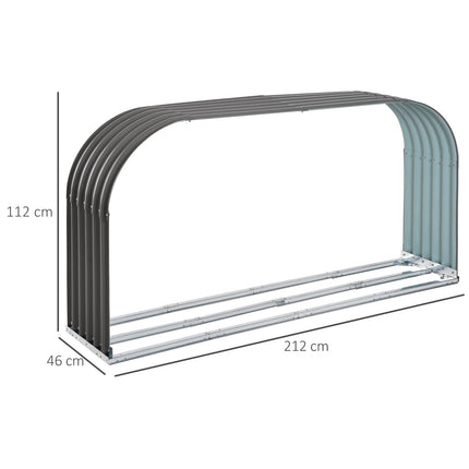 Wood rack in steel, gray - 208x46x112 cm, 0.85 m³ Storage