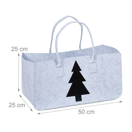 Firewood bag in felt with motif