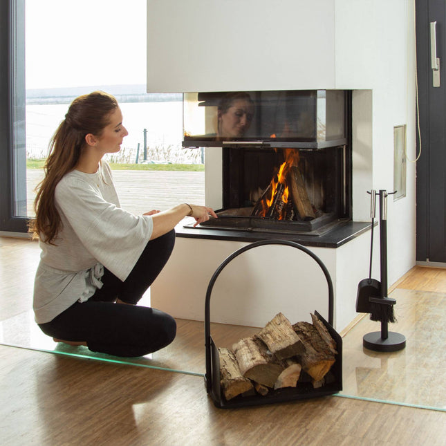 Firewood basket in black