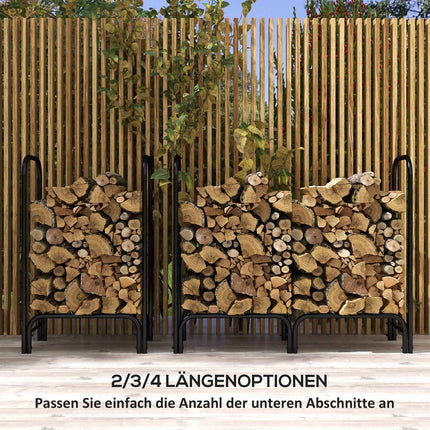 Firewood rack, 0.33 m³, with carrying bag & cover, metal frame, up to 150 kg, 120 x 36 x 99 cm, black