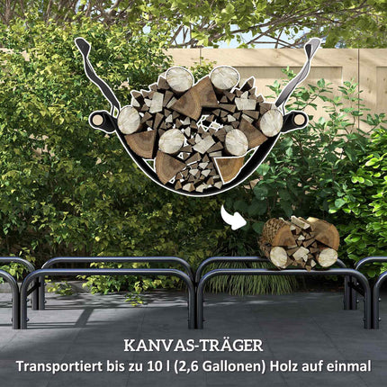 Firewood rack, 0.67 m³, with carrying bag & cover, metal frame, up to 200 kg, 240 x 36 x 99 cm, black