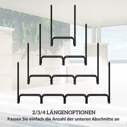 Firewood rack, 0.67 m³, with carrying bag & cover, metal frame, up to 200 kg, 240 x 36 x 99 cm, black