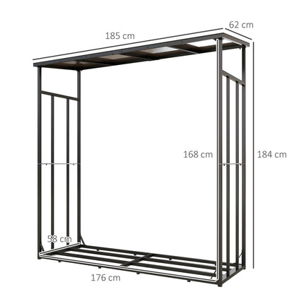 Metal wood rack with lid, 2000 kg capacity, black