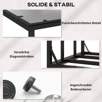Metal wood rack with lid, 2000 kg capacity, black