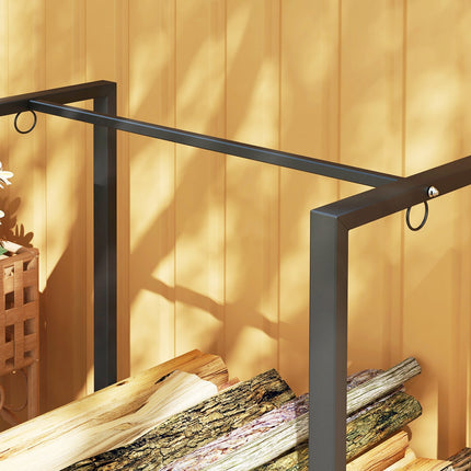 Steel wood rack - 2 sections, 3 hooks, 300 kg capacity