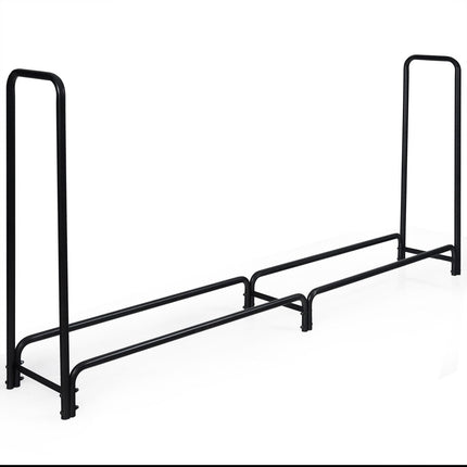 Firewood rack Metal firewood stand with handles & base 250 x 36 x 122.5 cm Black