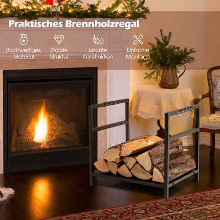 Firewood rack, firewood rack, metal firewood rack, log rack with base and handles